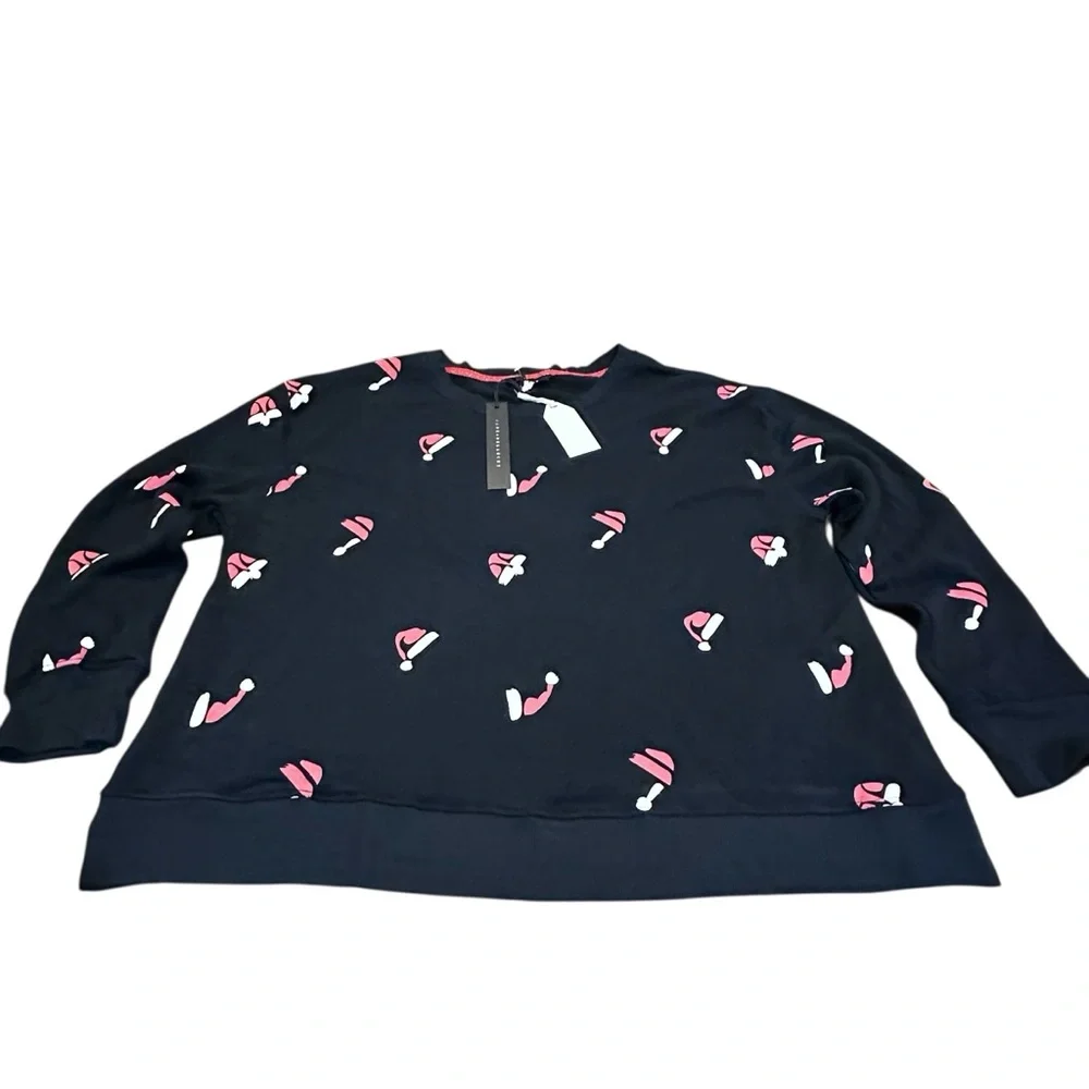 Jane + Delancey Naughty/Nice‎ Santa Hat Print women’s Sweatshirt XL